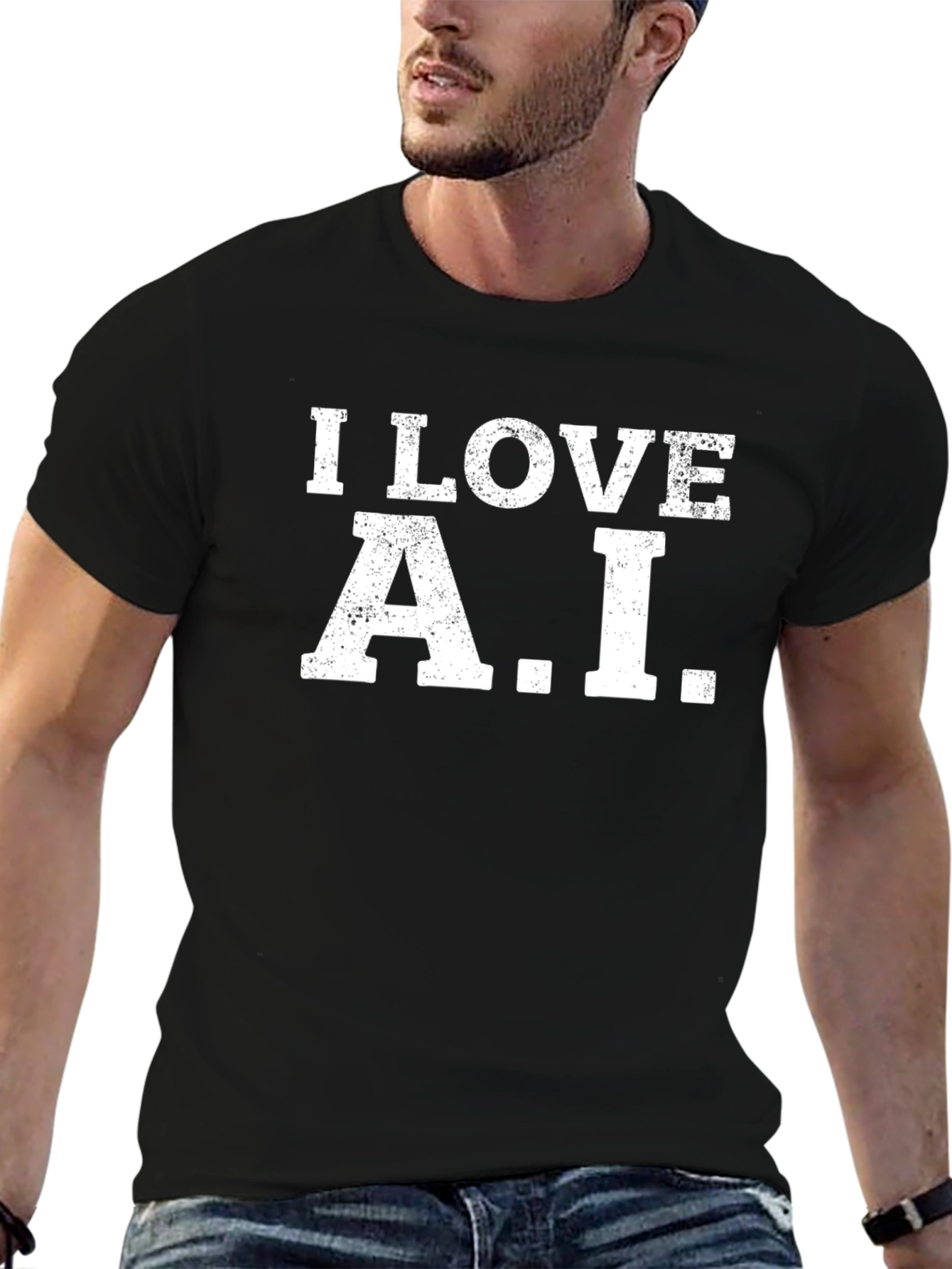 I Love A.I. Black T-Shirt - Trendy Graphic Tee