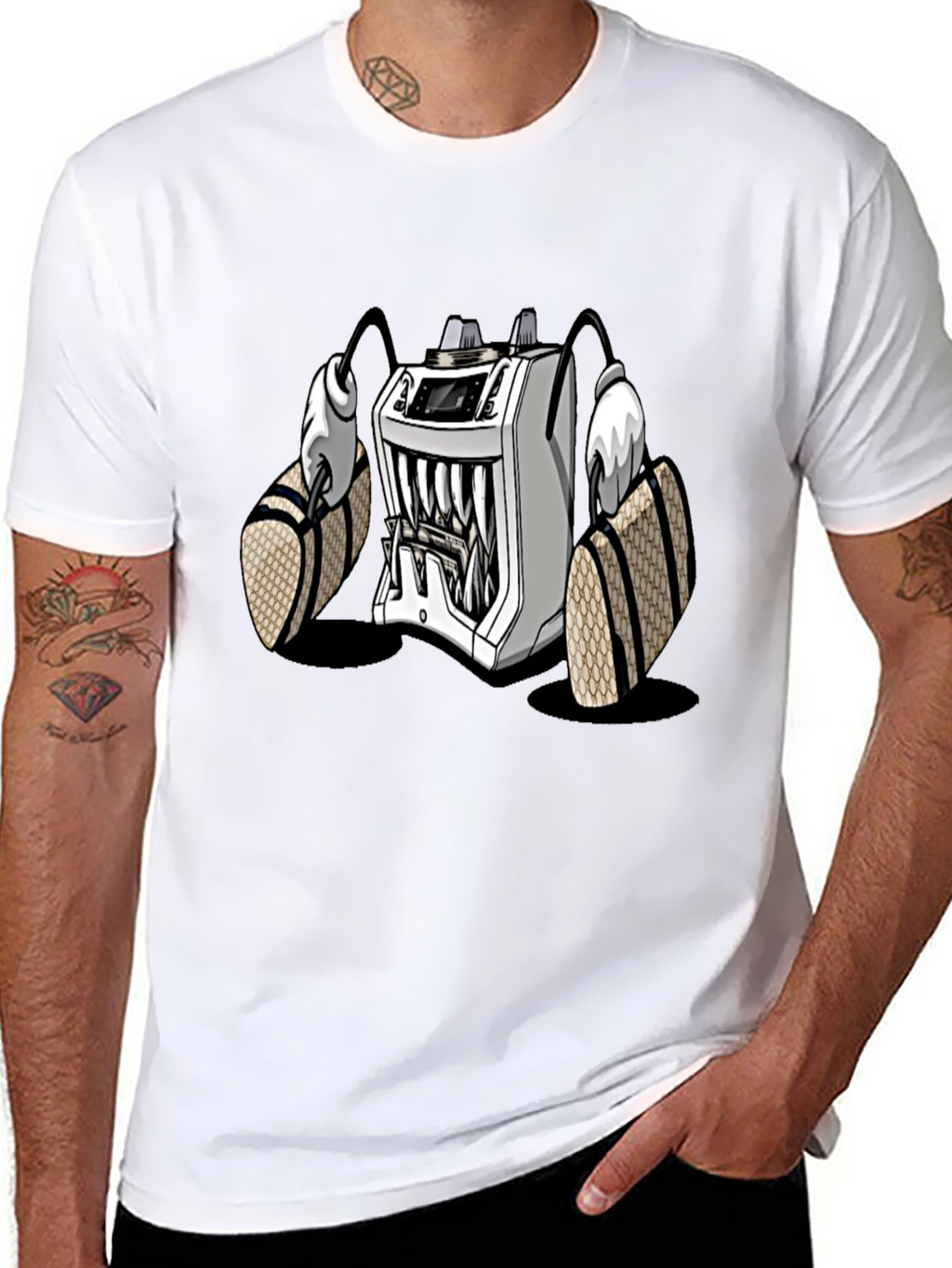 Cartoon Machine Graphic T-Shirt - Black