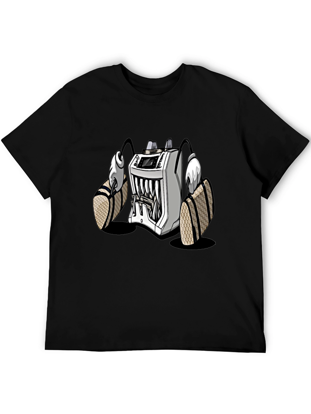Cartoon Machine Graphic T-Shirt - Black