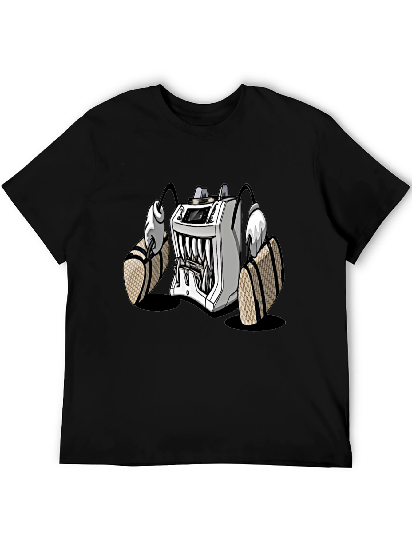 Cartoon Machine Graphic T-Shirt - Black