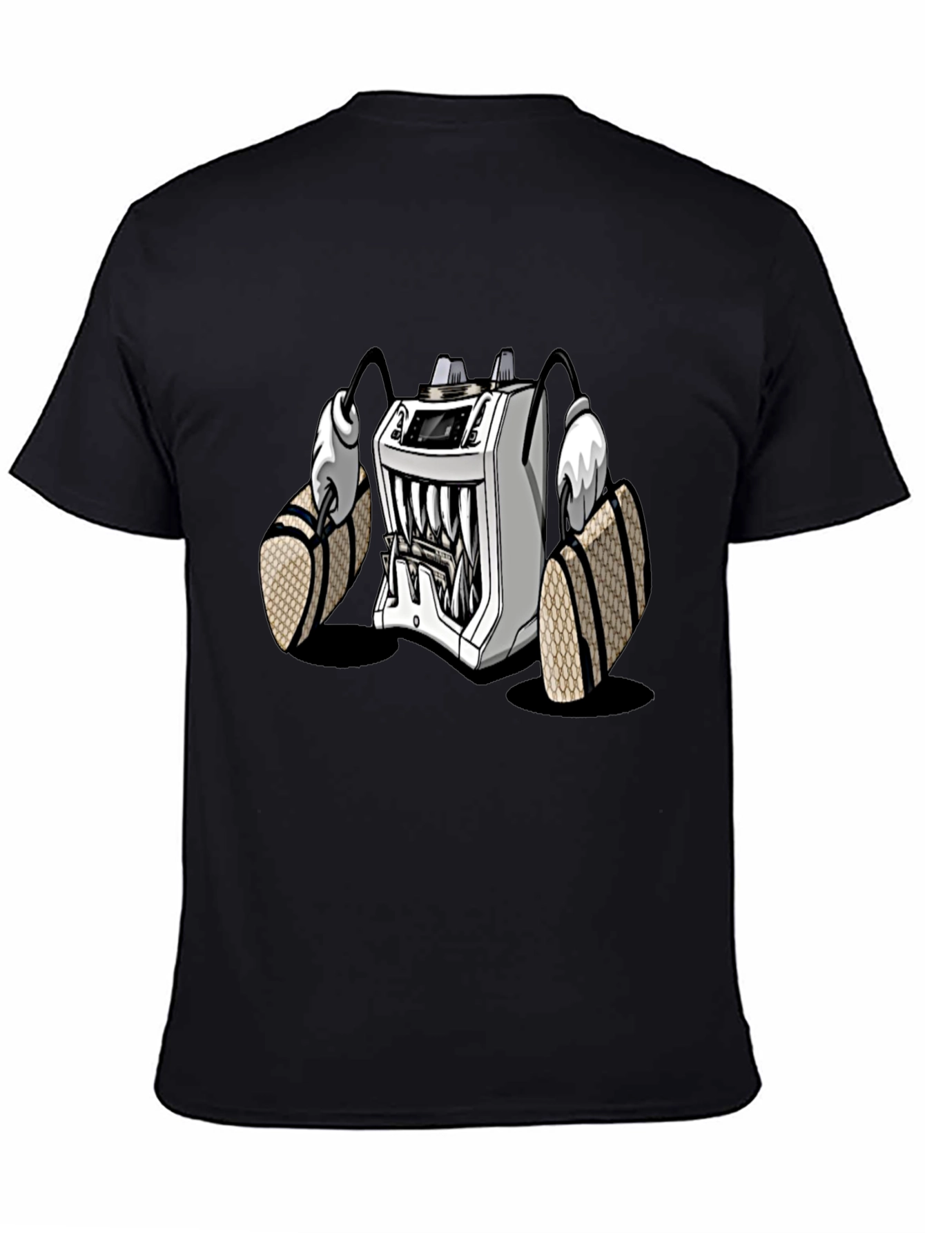 Cartoon Machine Graphic T-Shirt - Black