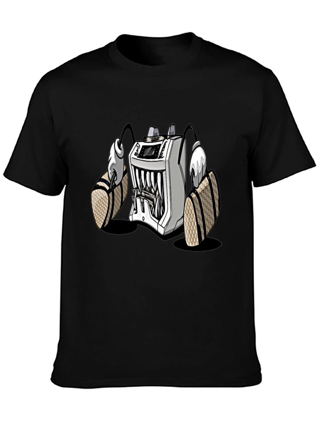 Cartoon Machine Graphic T-Shirt - Black
