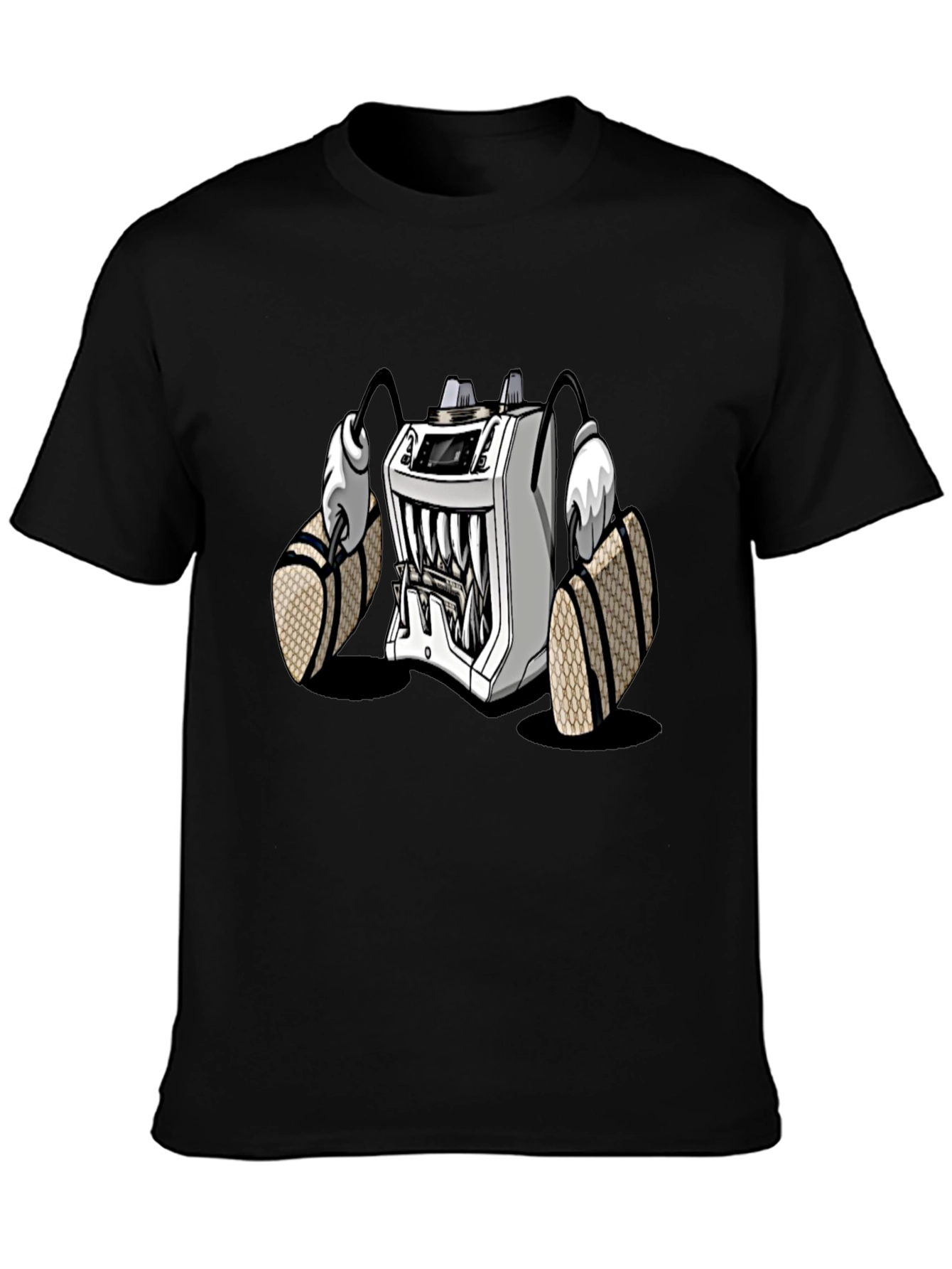 Cartoon Machine Graphic T-Shirt - Black