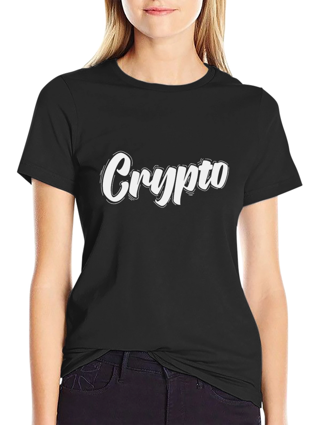 Crypto White Graphic Black T-Shirt