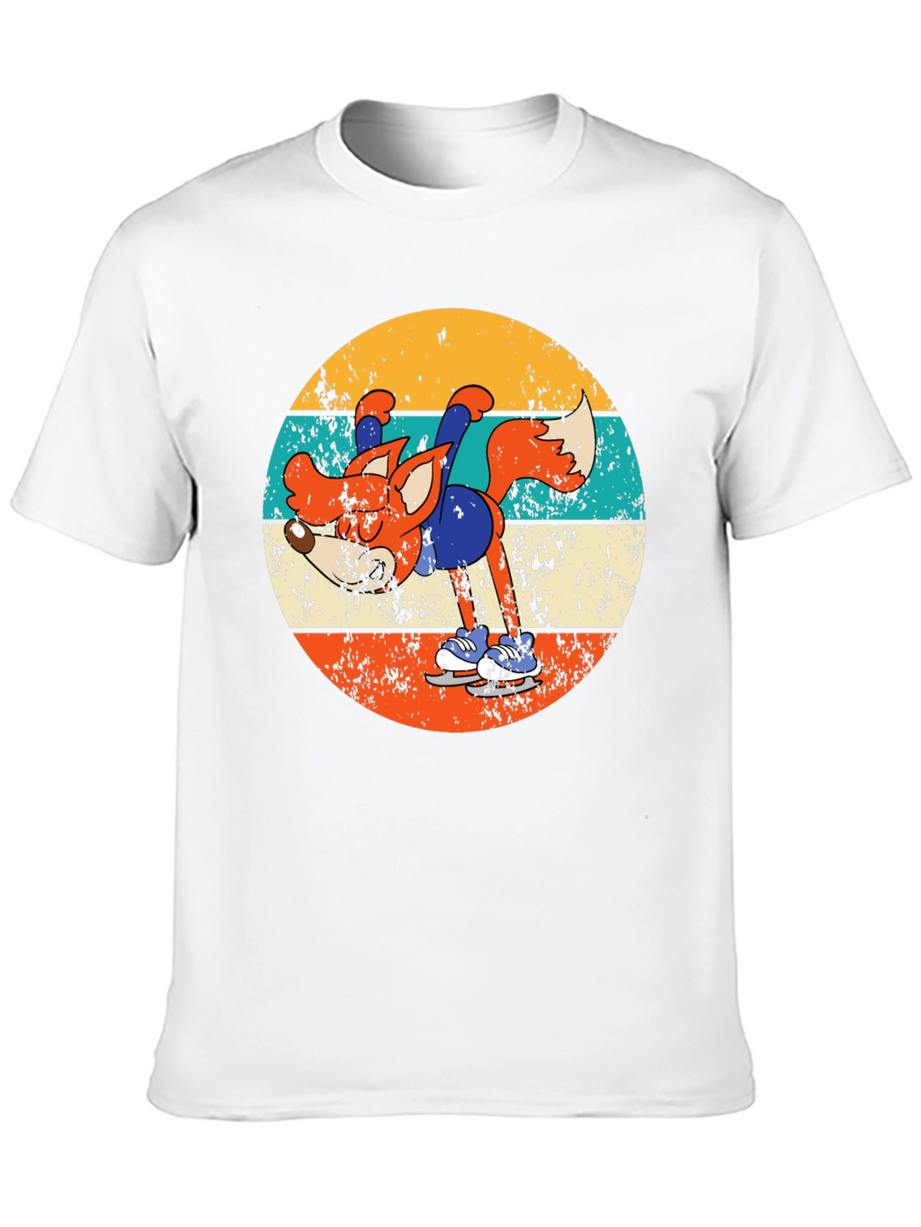 Retro Fox Ice Skating T-Shirt