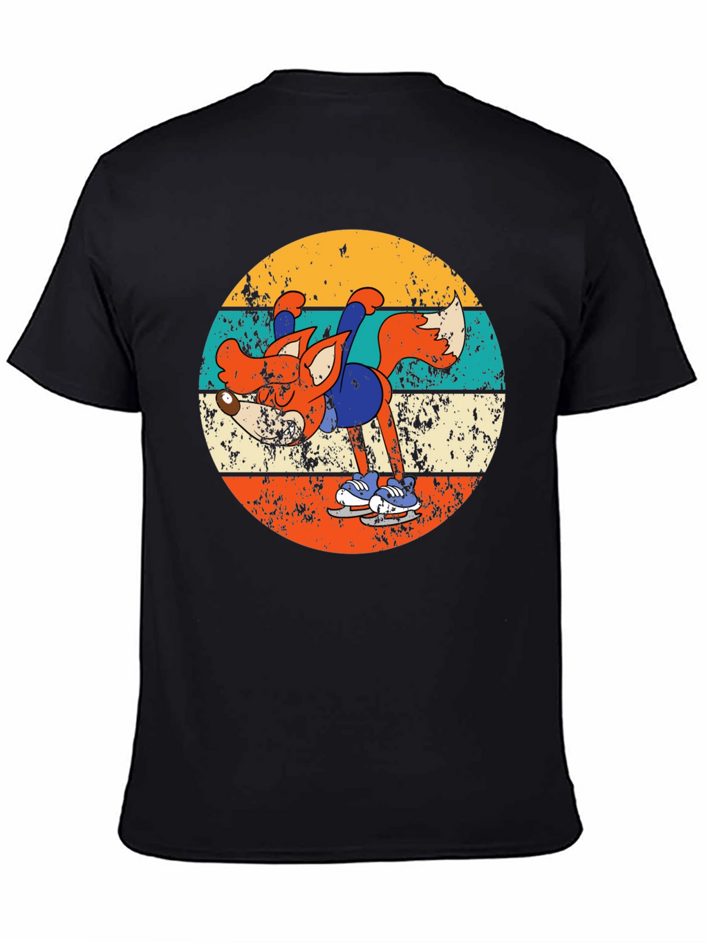 Retro Fox Ice Skating T-Shirt