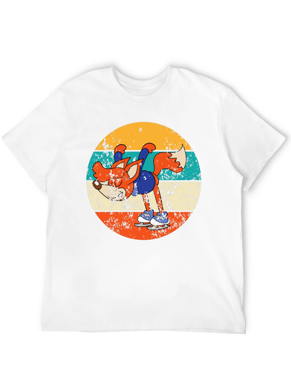 Retro Fox Ice Skating T-Shirt
