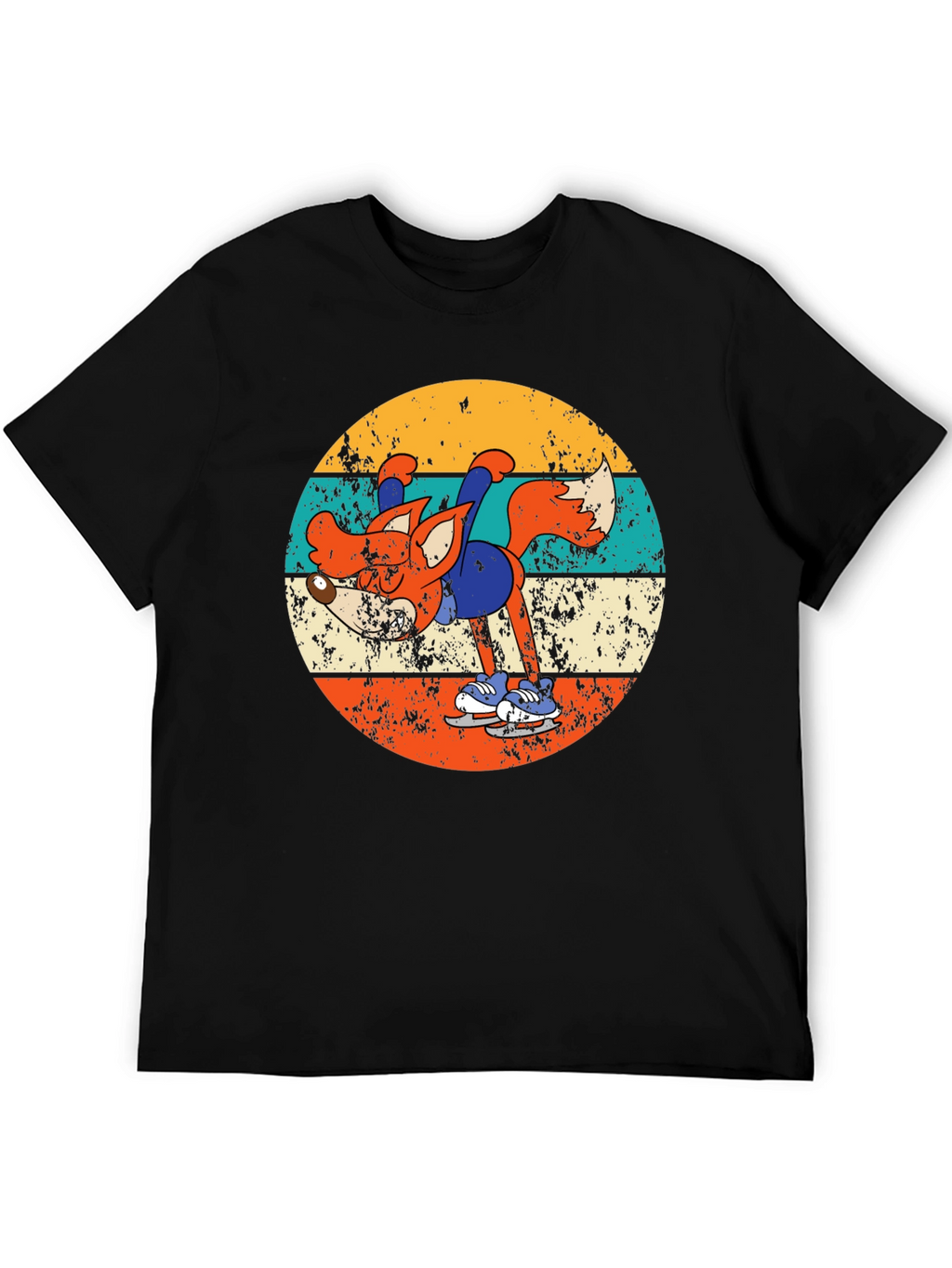 Retro Fox Ice Skating T-Shirt