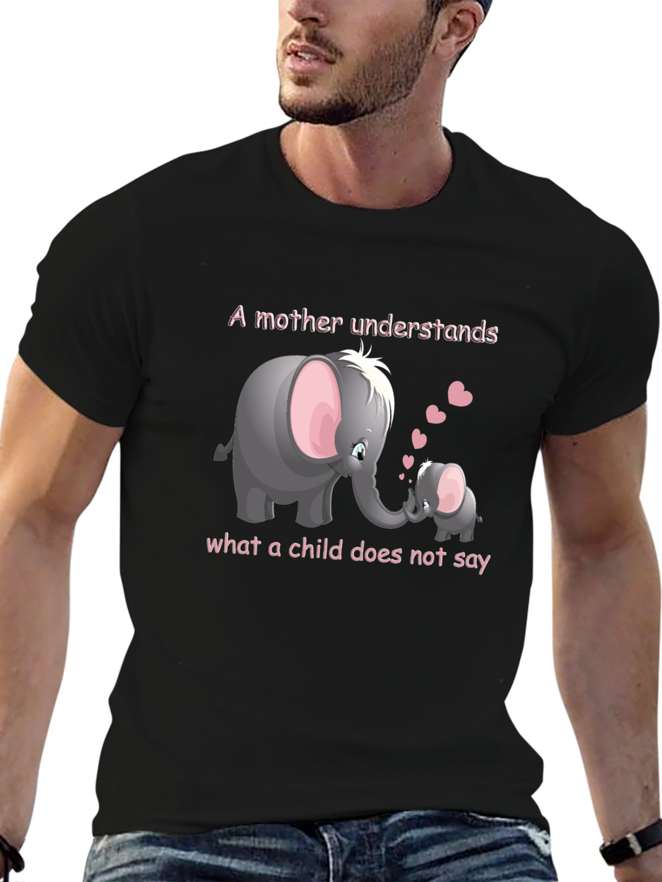 Elephant Mom & Baby Graphic T-Shirt