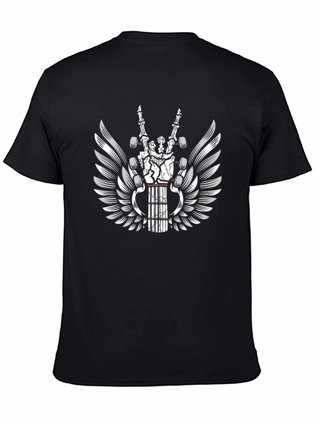 Rock Hand Guitar Wings Graphic T-Shirt