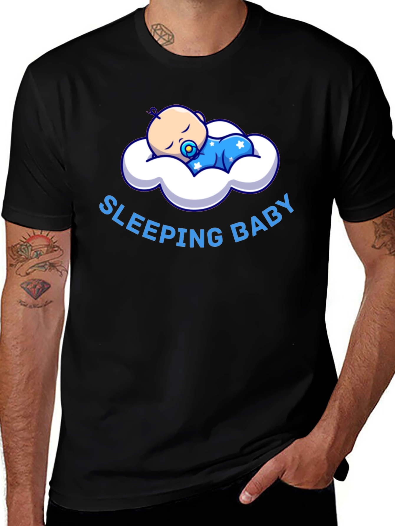 Sleeping Baby Graphic T-Shirt - Black Cotton Tee