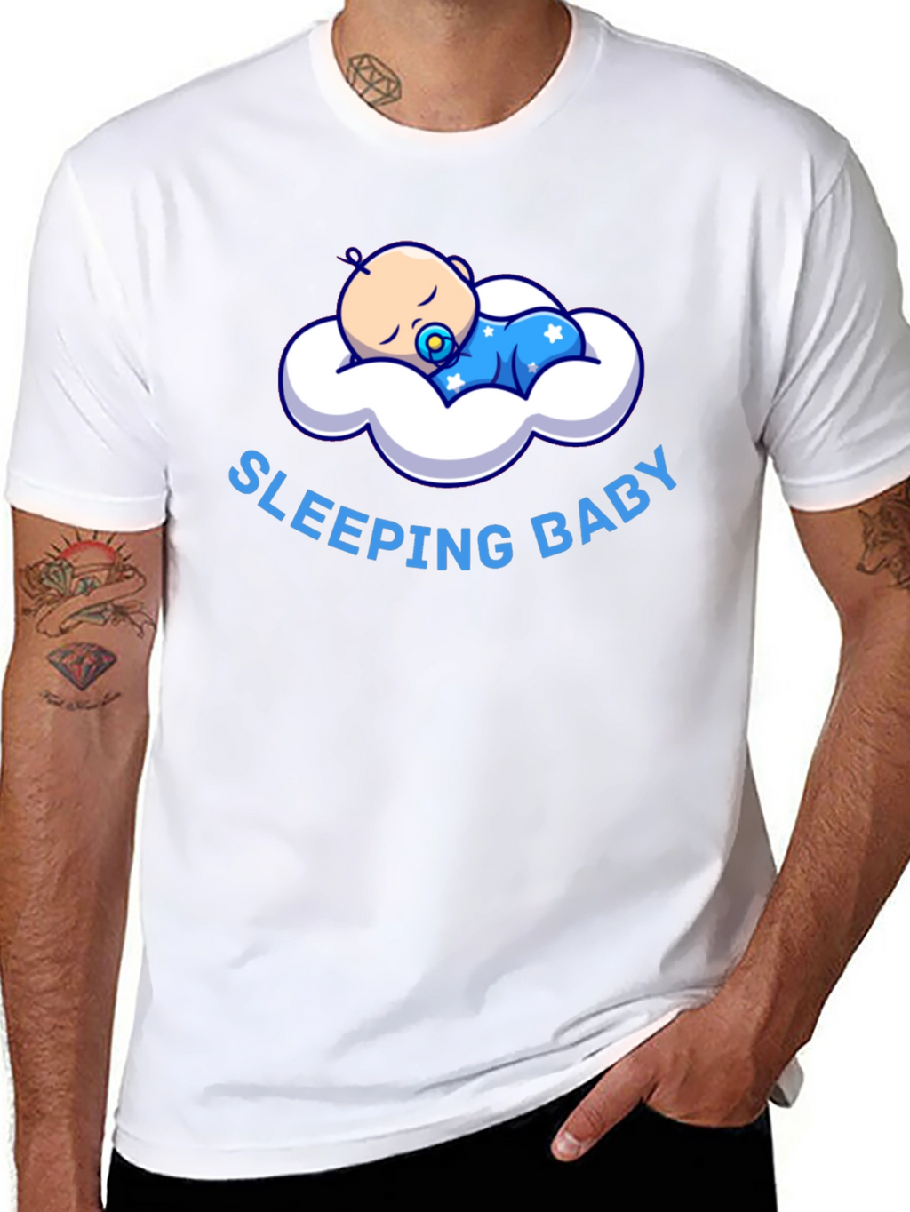 Sleeping Baby Graphic T-Shirt - Black Cotton Tee