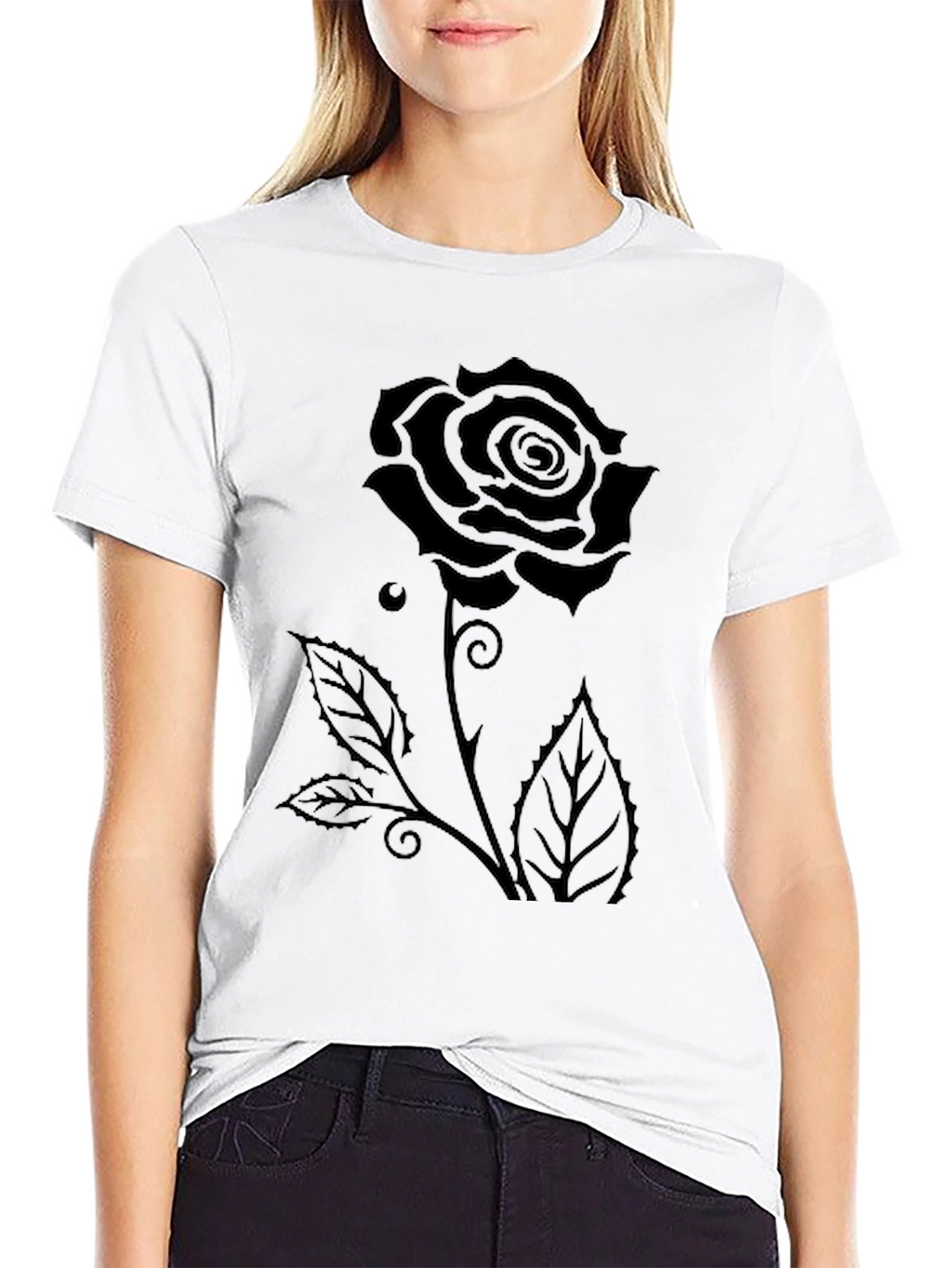 Black Rose Graphic Tee - Mens Casual T-Shirt