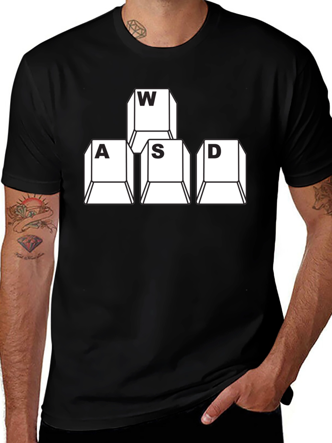 WASD Gaming Keyboard Keys T-Shirt - Black Gamer Apparel