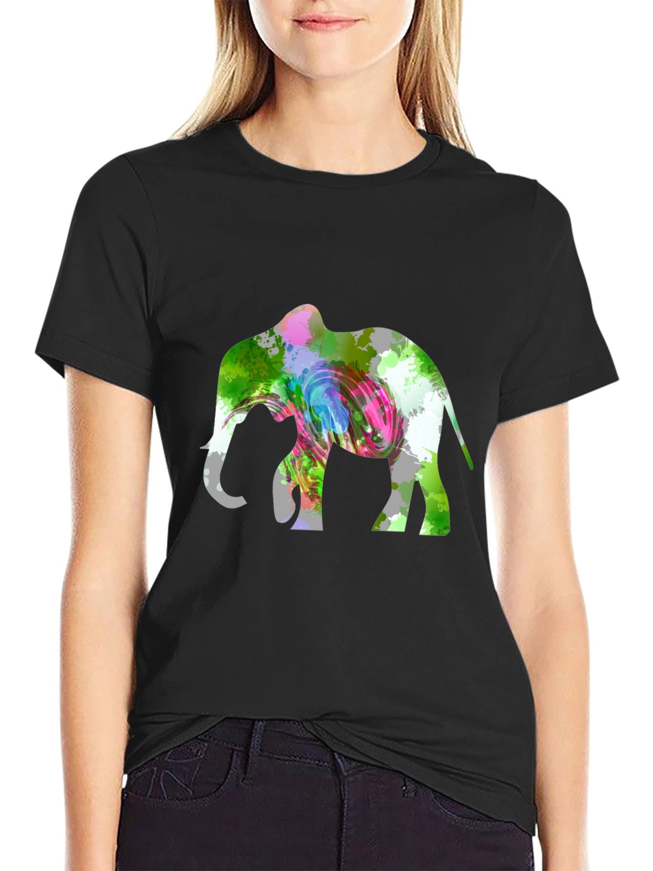 Elephant Graphic Tee - Colorful Animal Print Shirt