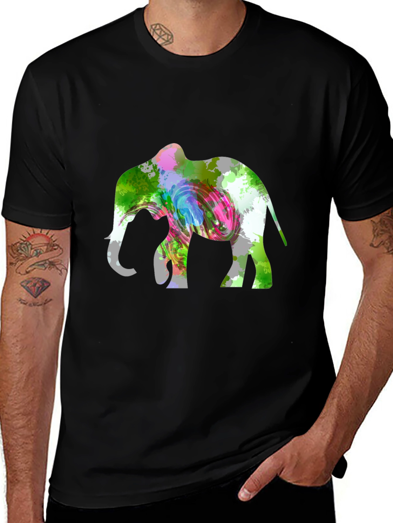 Elephant Graphic Tee - Colorful Animal Print Shirt