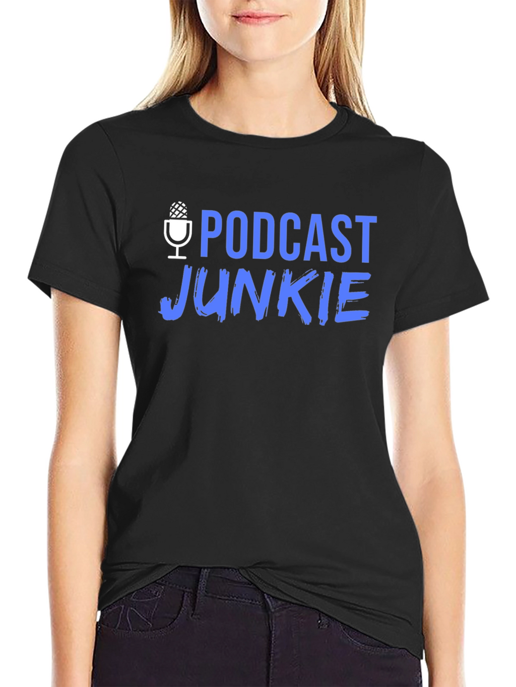 Podcast Junkie Black Graphic T-Shirt