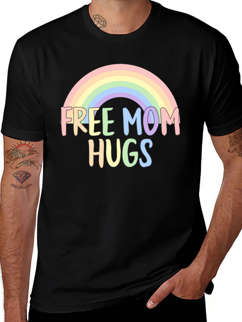 Free Mom Hugs Rainbow Graphic Tee
