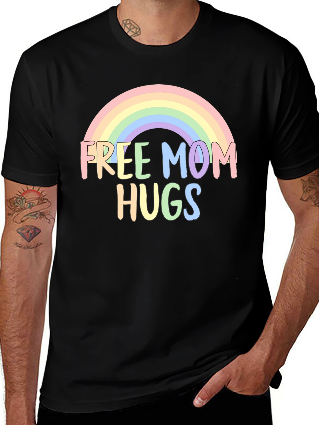 Free Mom Hugs Rainbow Graphic Tee
