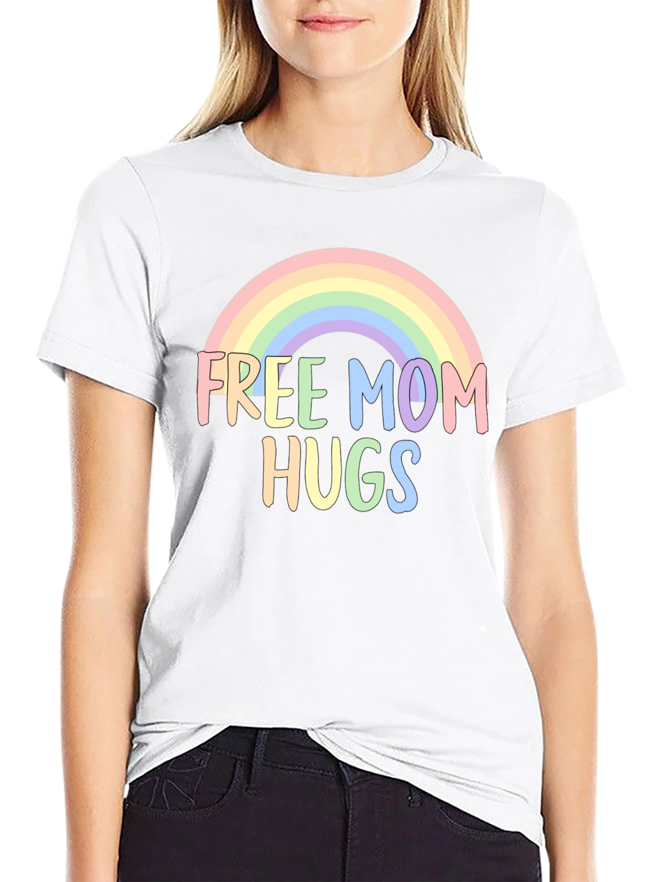 Free Mom Hugs Rainbow Graphic Tee