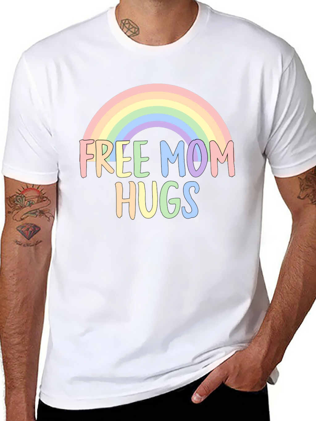 Free Mom Hugs Rainbow Graphic Tee