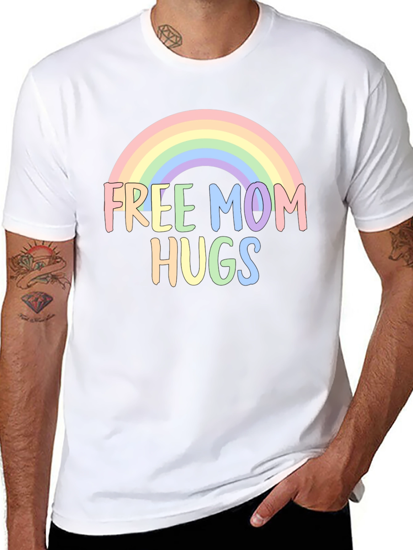 Free Mom Hugs Rainbow Graphic Tee