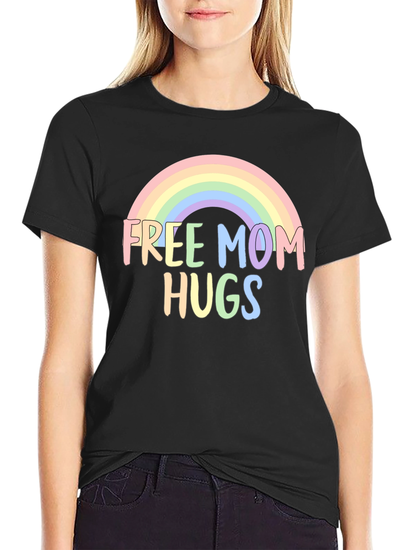 Free Mom Hugs Rainbow Graphic Tee