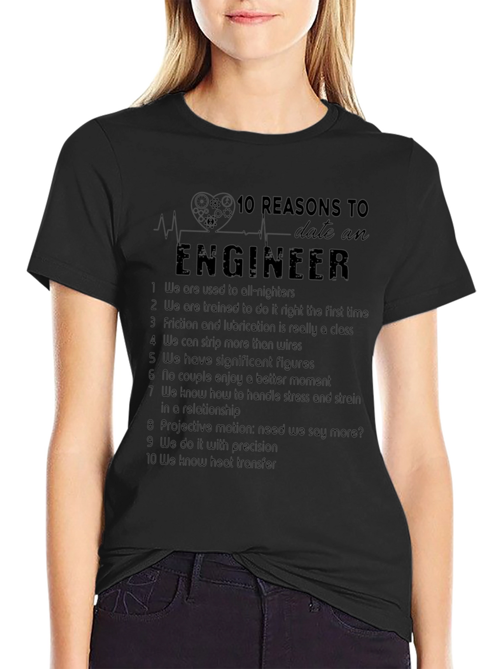 Engineer Reasons Black T-Shirt Funny Engineering Tee