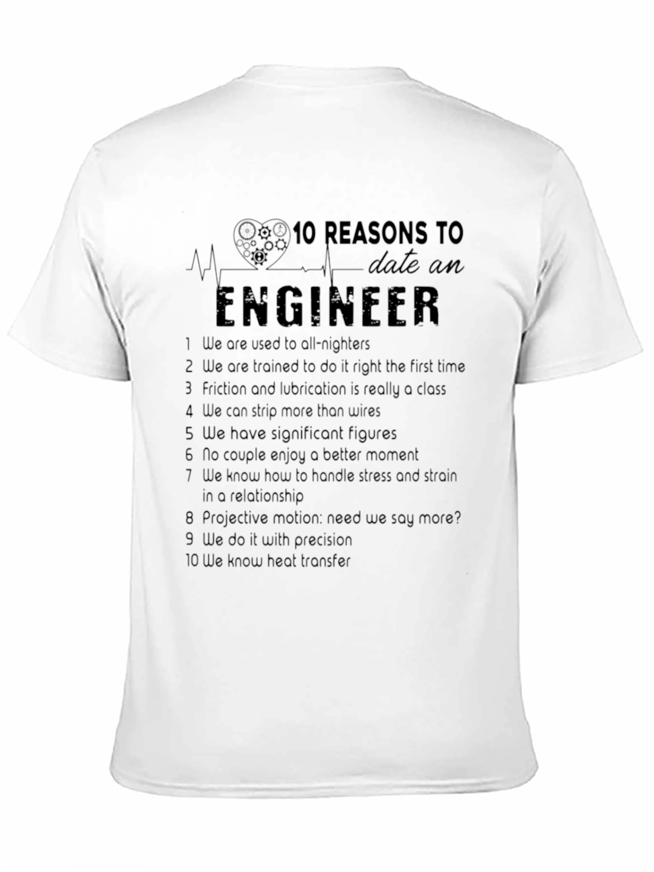 Engineer Reasons Black T-Shirt Funny Engineering Tee