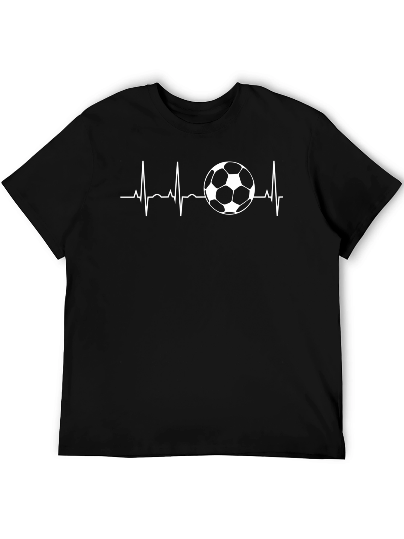 Soccer Heartbeat Graphic T-Shirt - Black