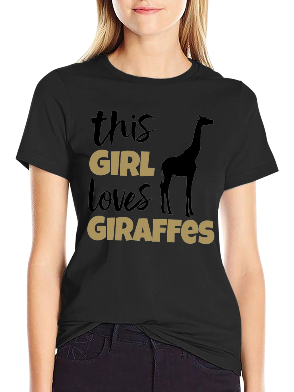 This Girl Loves Giraffes T-Shirt - Black