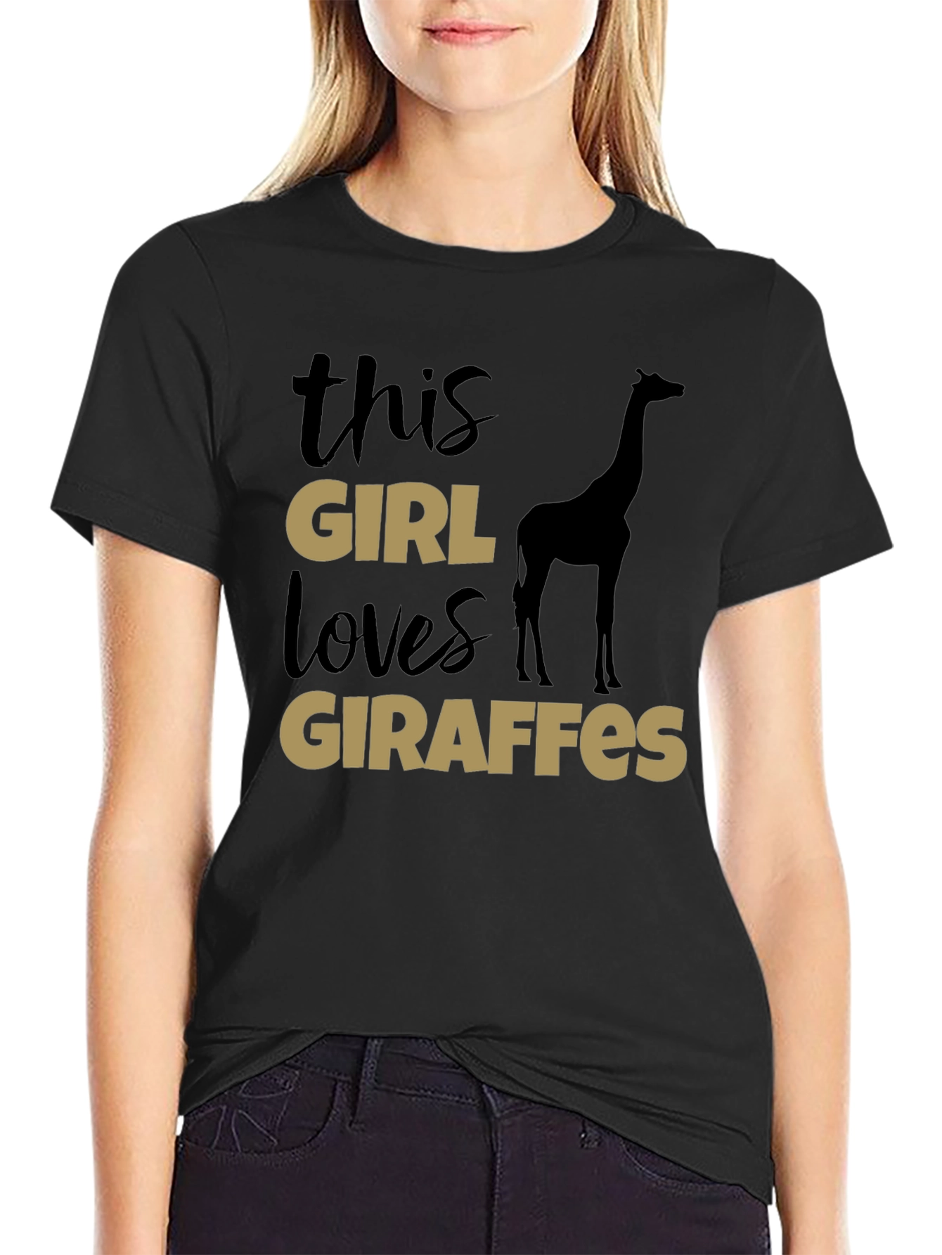 This Girl Loves Giraffes T-Shirt - Black