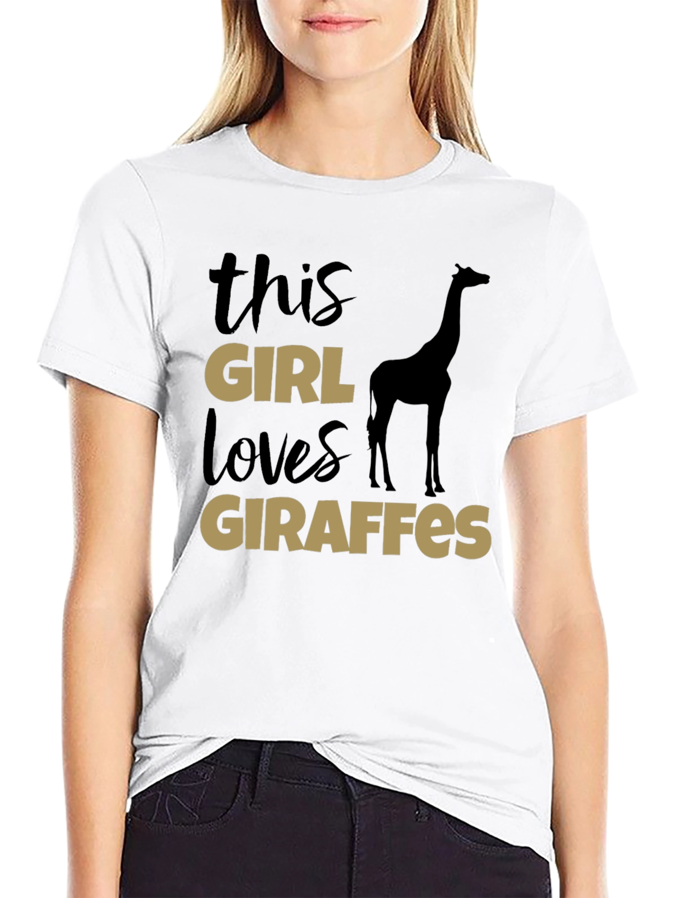 This Girl Loves Giraffes T-Shirt - Black