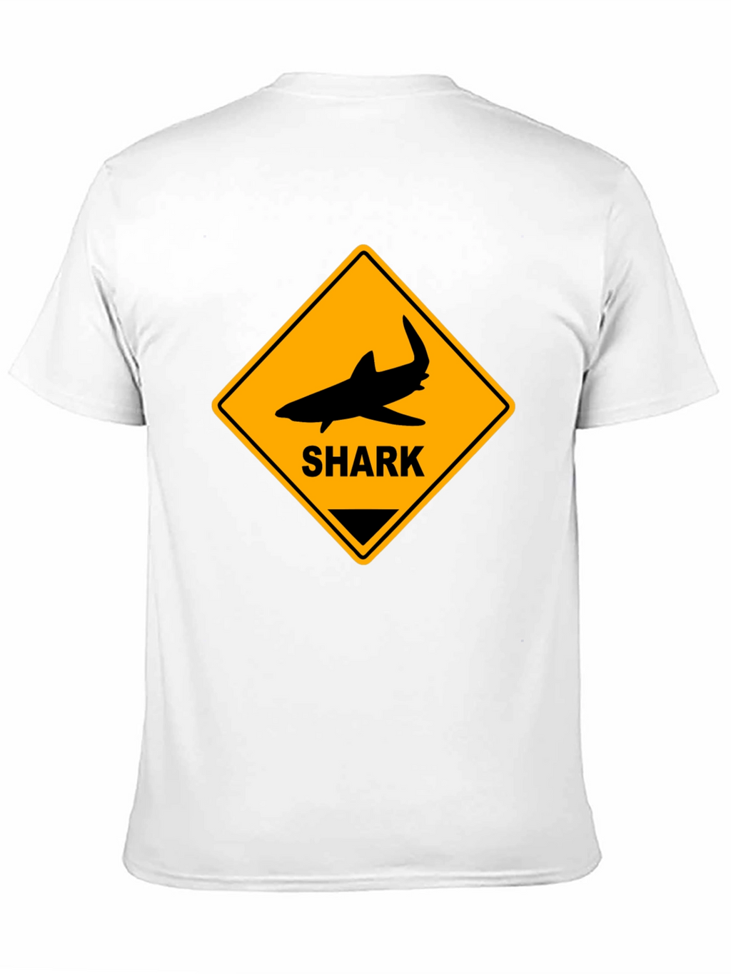 Shark Warning Sign Graphic Tee - Black Cotton T-Shirt