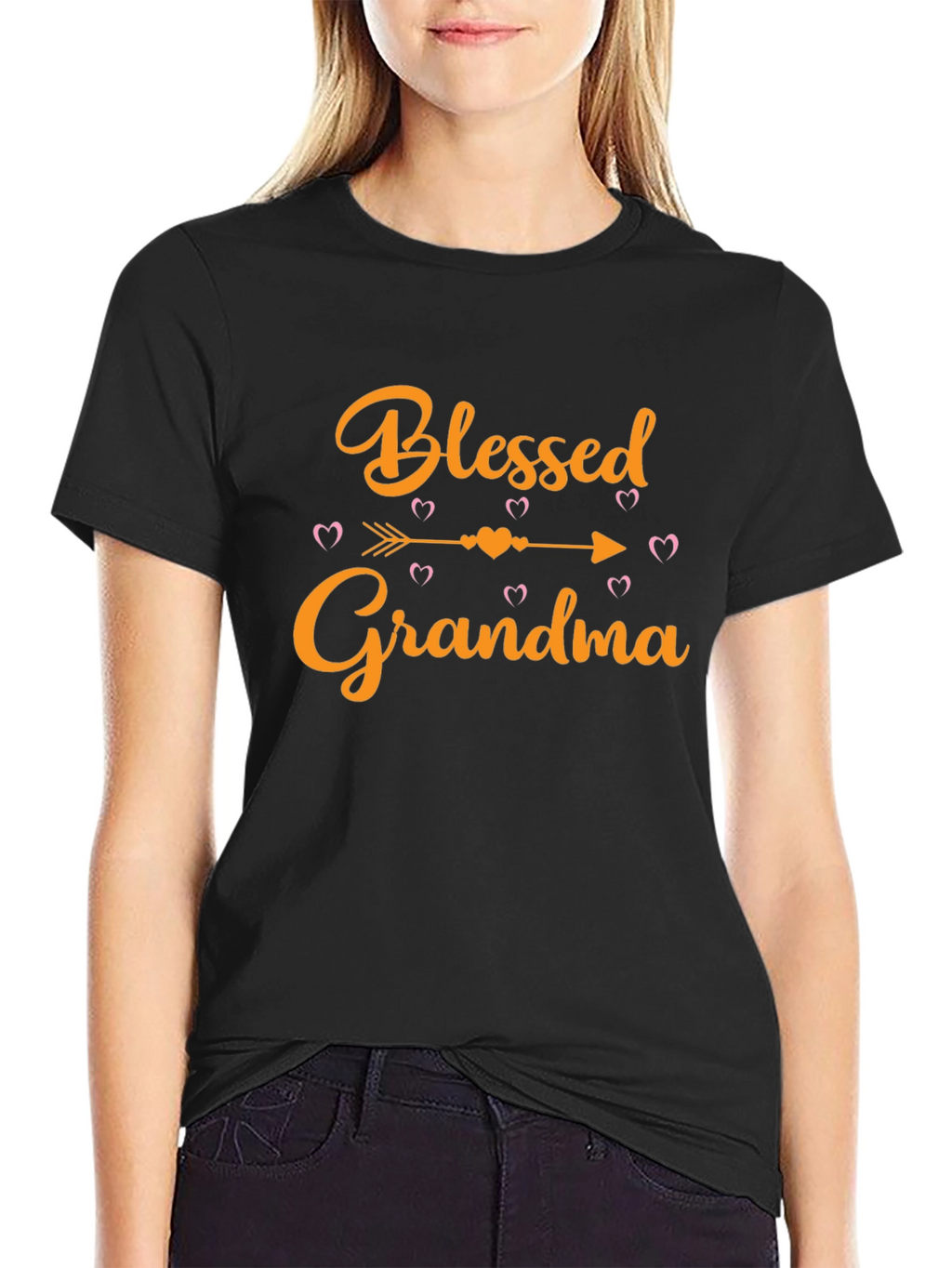 Blessed Grandma Black Graphic T-Shirt