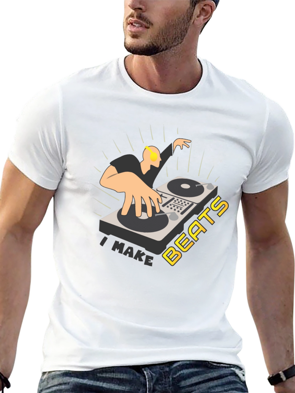 I Make Beats T-Shirt - DJ Turntable Graphic Tee