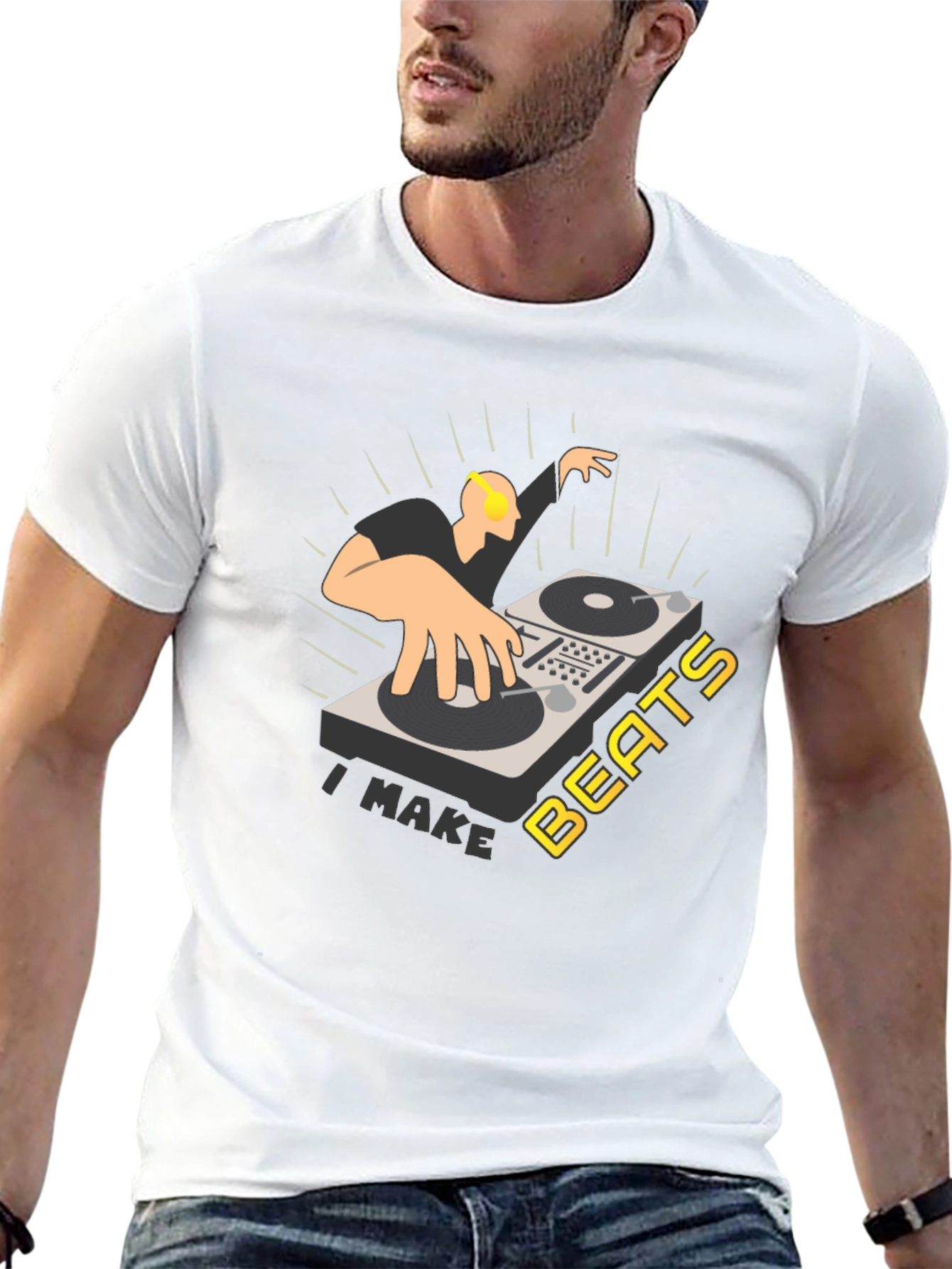 I Make Beats T-Shirt - DJ Turntable Graphic Tee