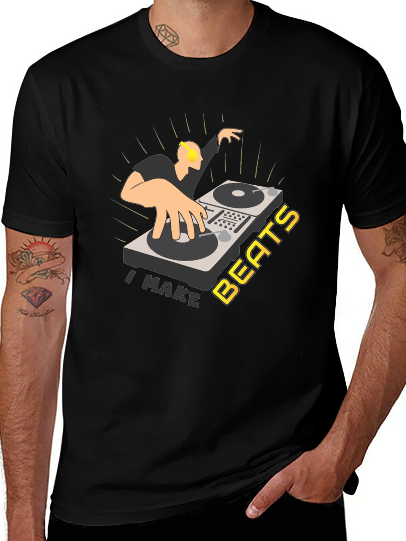 I Make Beats T-Shirt - DJ Turntable Graphic Tee