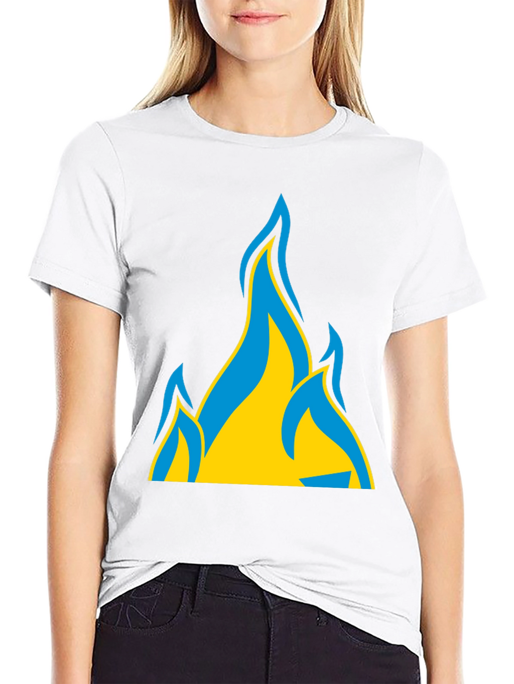Ukraine Flag Fire Graphic T-Shirt - Black