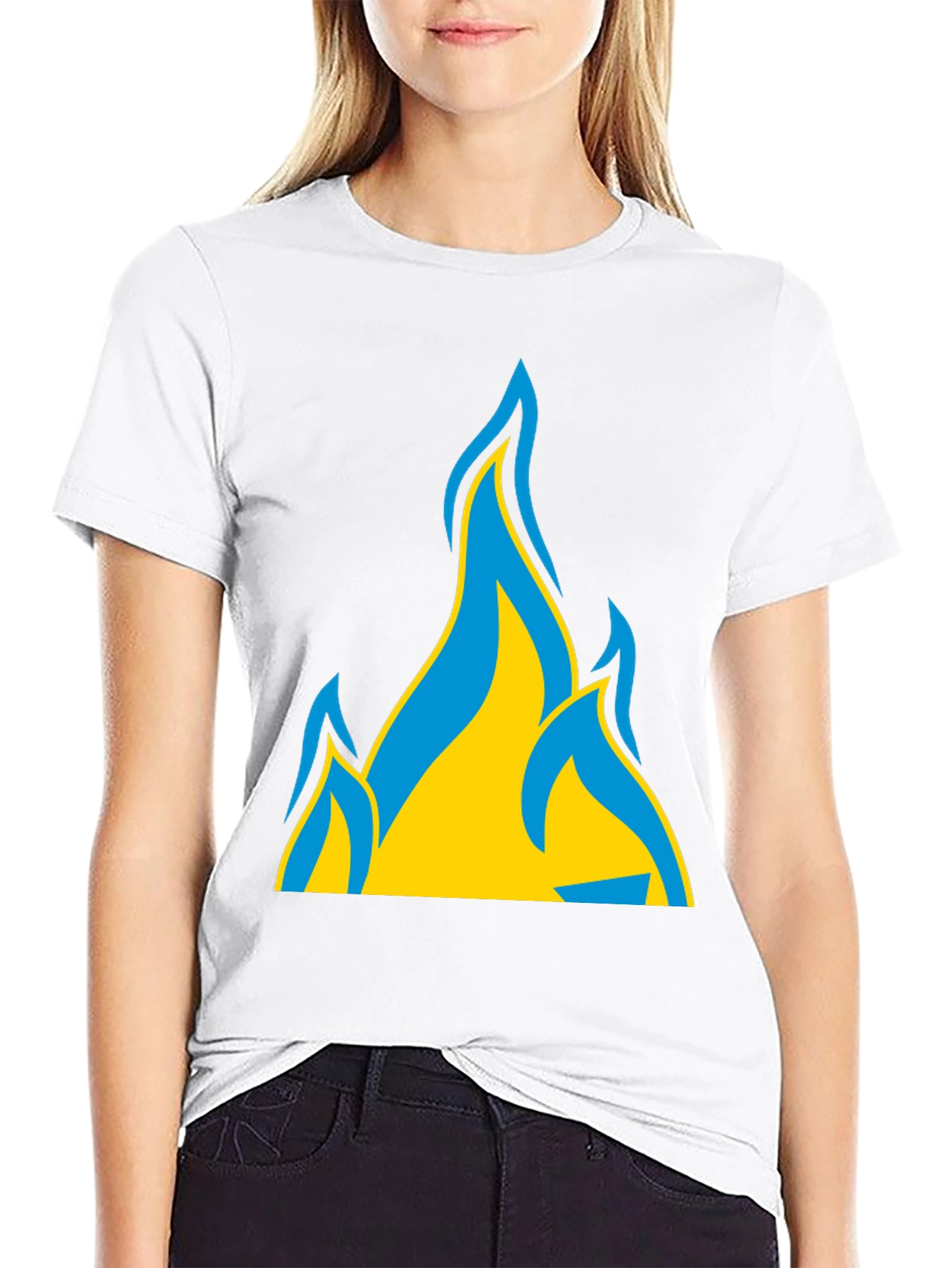 Ukraine Flag Fire Graphic T-Shirt - Black