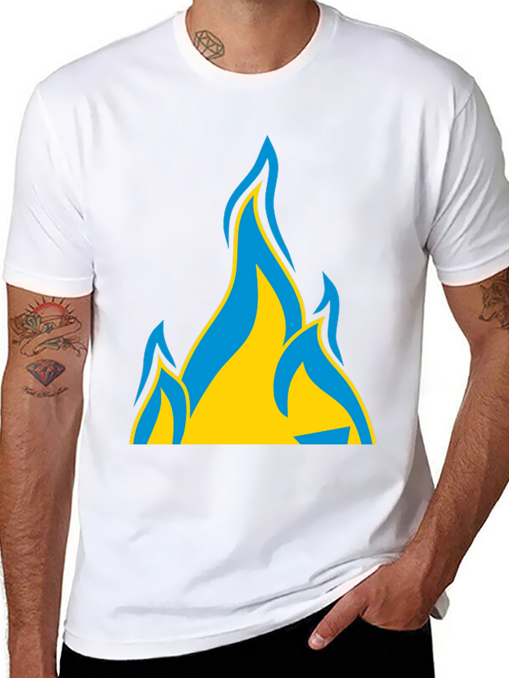 Ukraine Flag Fire Graphic T-Shirt - Black
