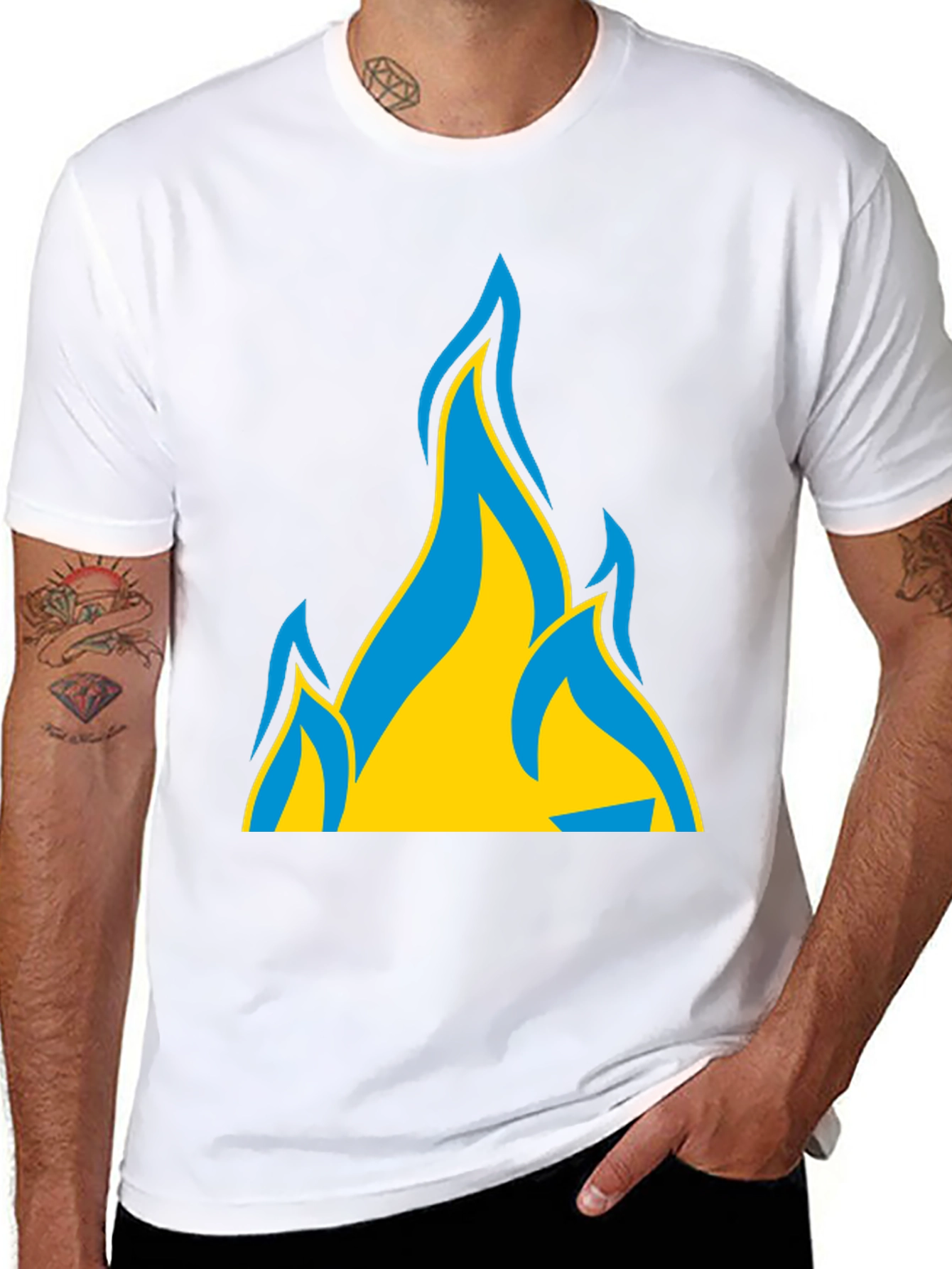 Ukraine Flag Fire Graphic T-Shirt - Black