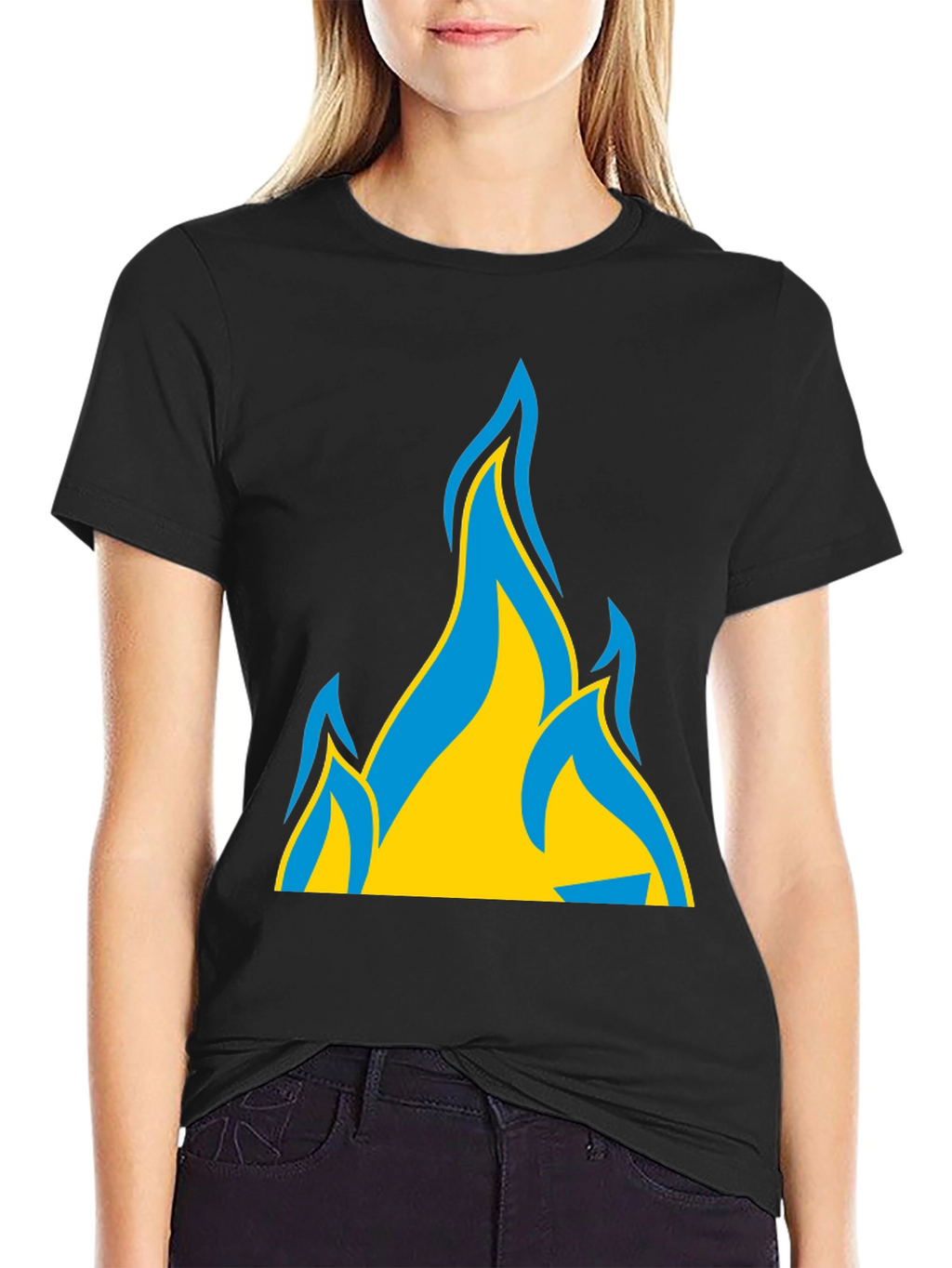 Ukraine Flag Fire Graphic T-Shirt - Black