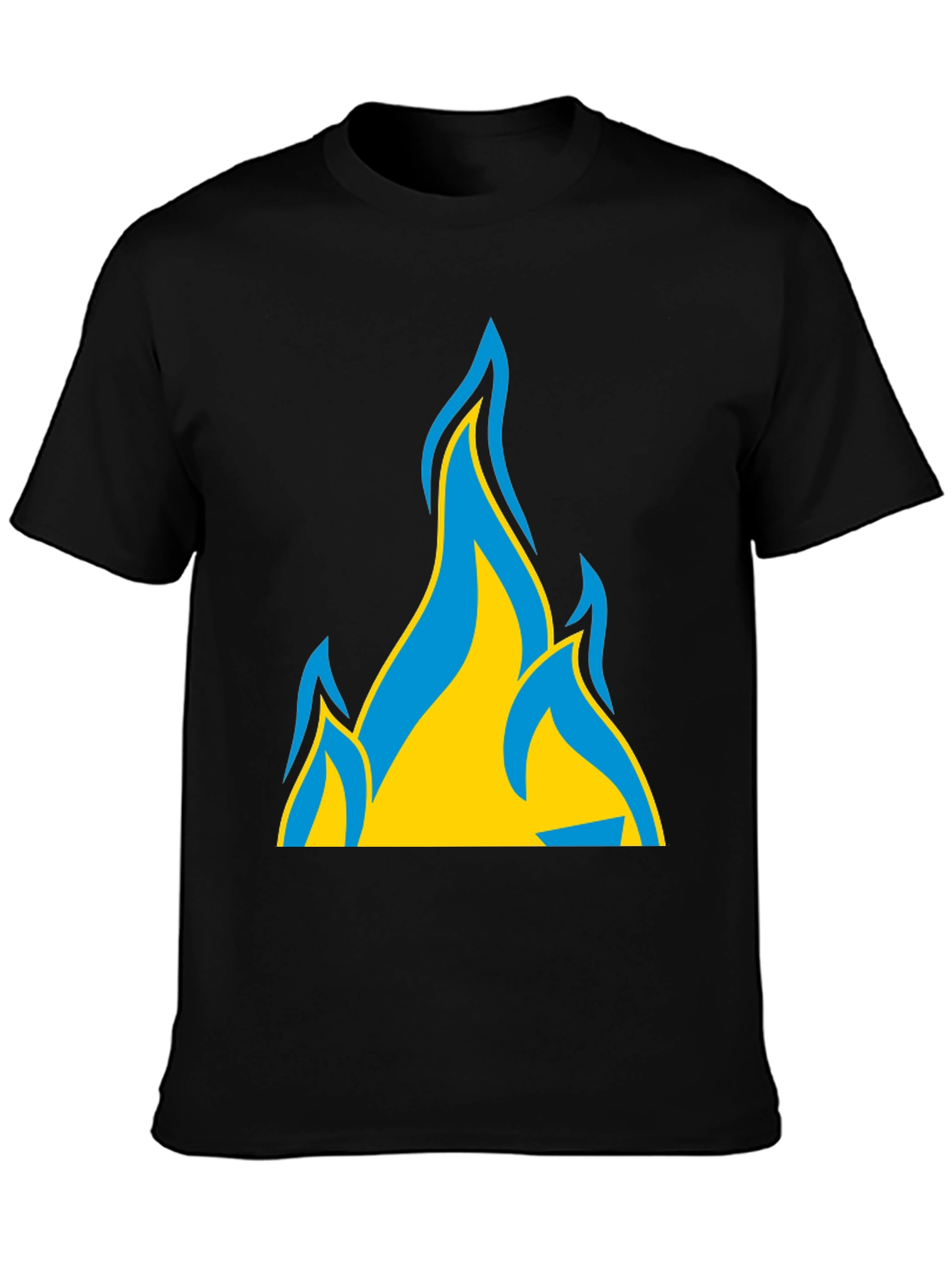 Ukraine Flag Fire Graphic T-Shirt - Black