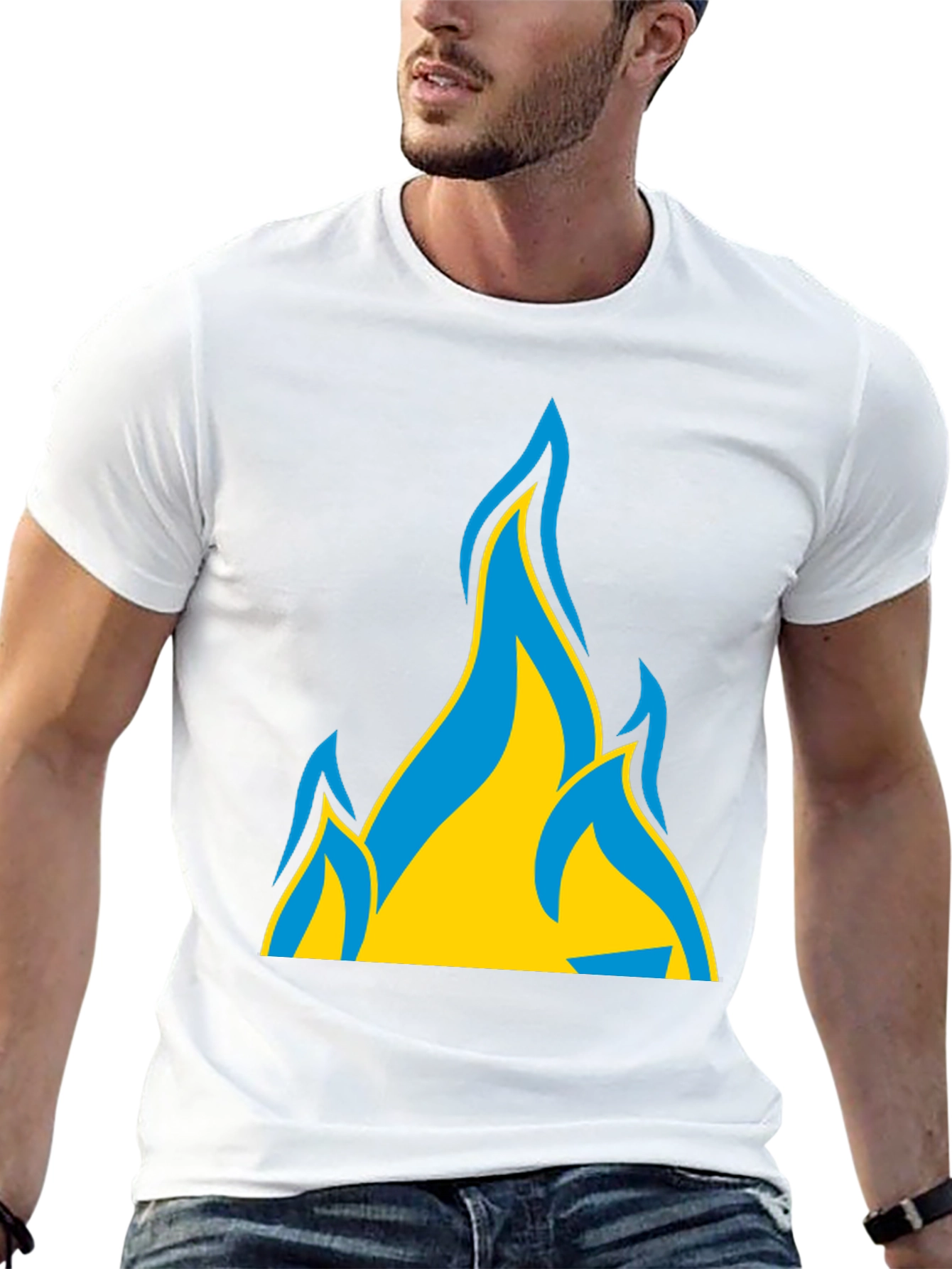 Ukraine Flag Fire Graphic T-Shirt - Black