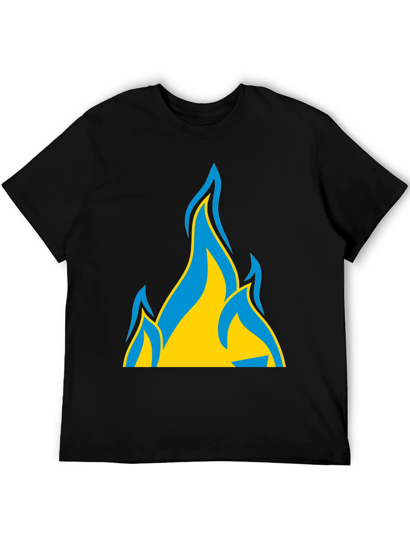 Ukraine Flag Fire Graphic T-Shirt - Black