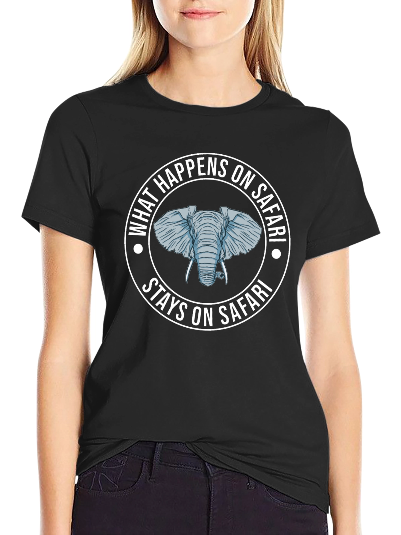Safari Elephant Graphic T-Shirt - What Happens On Safari