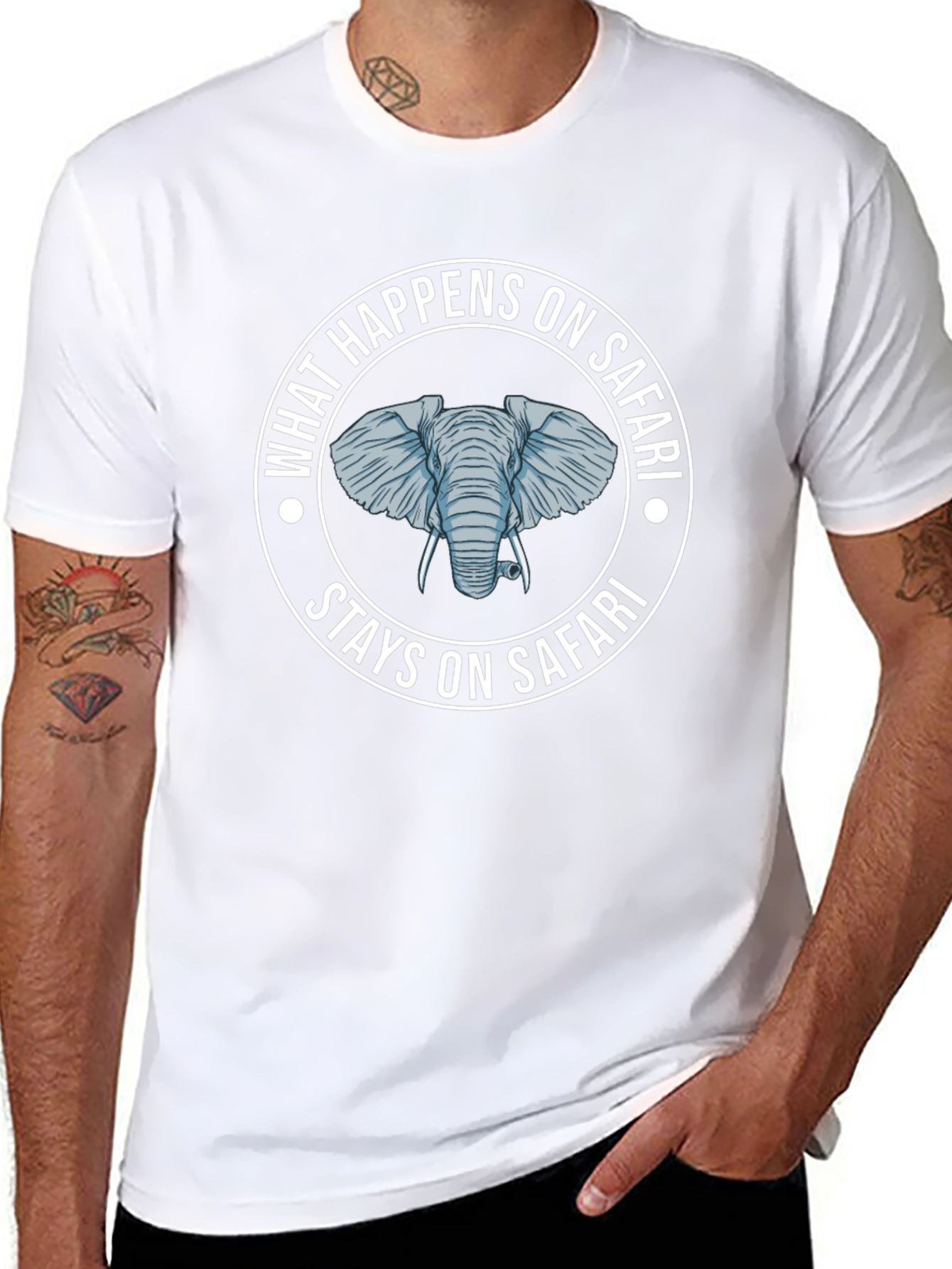Safari Elephant Graphic T-Shirt - What Happens On Safari