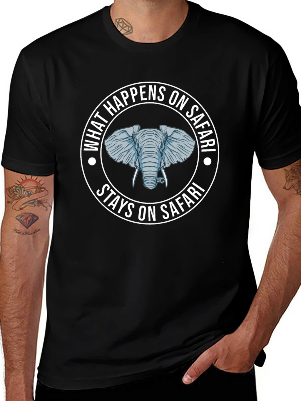 Safari Elephant Graphic T-Shirt - What Happens On Safari