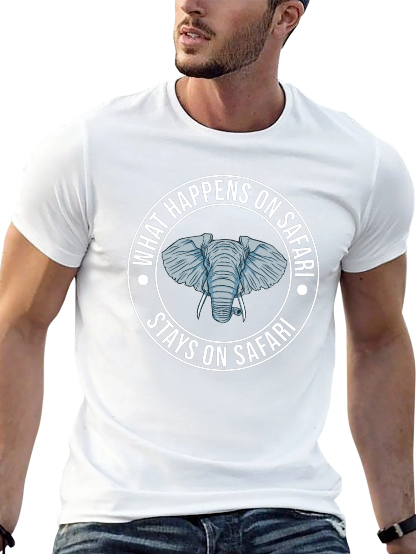 Safari Elephant Graphic T-Shirt - What Happens On Safari